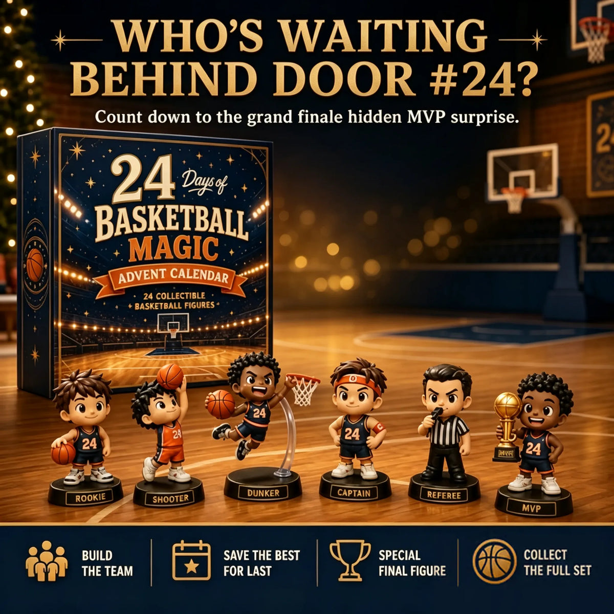 π 24-Day Basketball Christmas Advent Calendar | 24 Unique Collectible Basketball Figures for Daily Surprises, Team Building & Holiday Display πβ¨