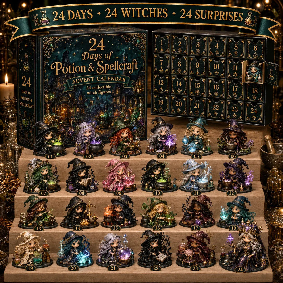 🧙♀️ LAST DAY 49% OFF – 24 Days Of Witchy Surprises Advent Calendar | 24 Unique Collectible Witches with Magical Themes, Mini Figures & Fantasy Display Collection ✨