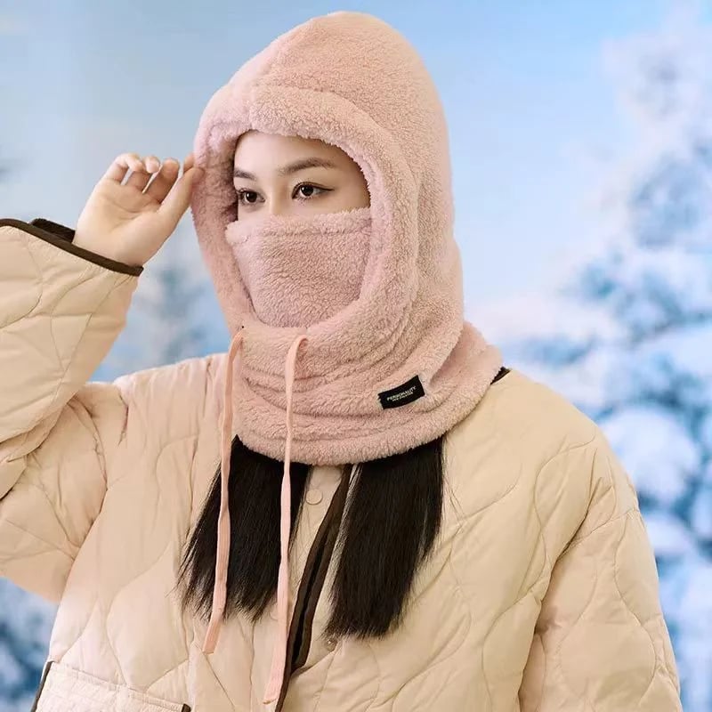 π2026 Women's Fleece Hooded Winter Cycling Mask and Hat for Cold Weather