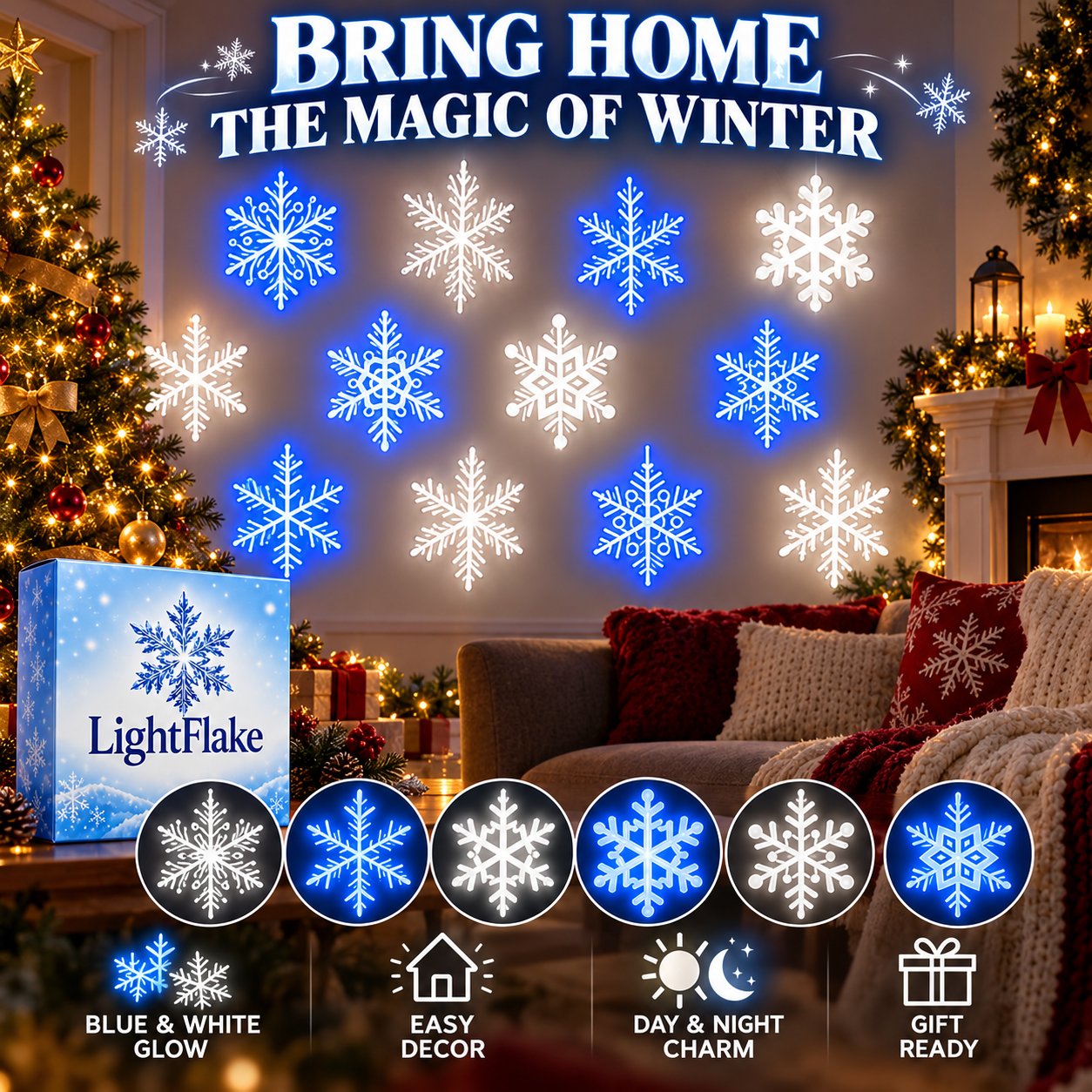 LED Snowflake Wall Set
