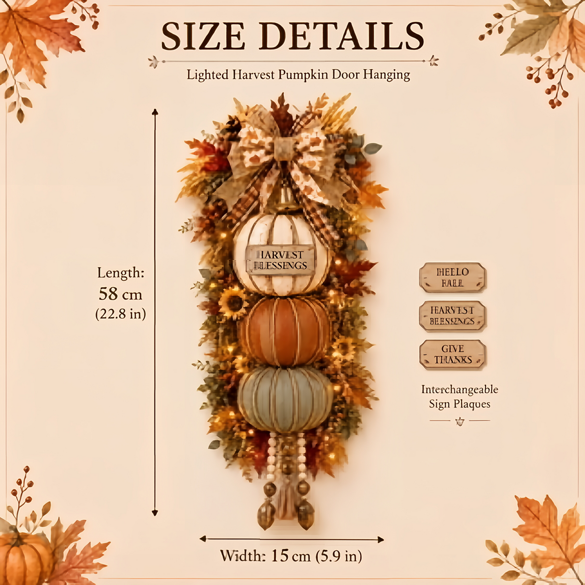🎁 Last Day 49% OFF✨-🎄Lighted Stacked Pumpkin Fall Door Decorfor Cozy Autumn Home Entryway Charm 🍂