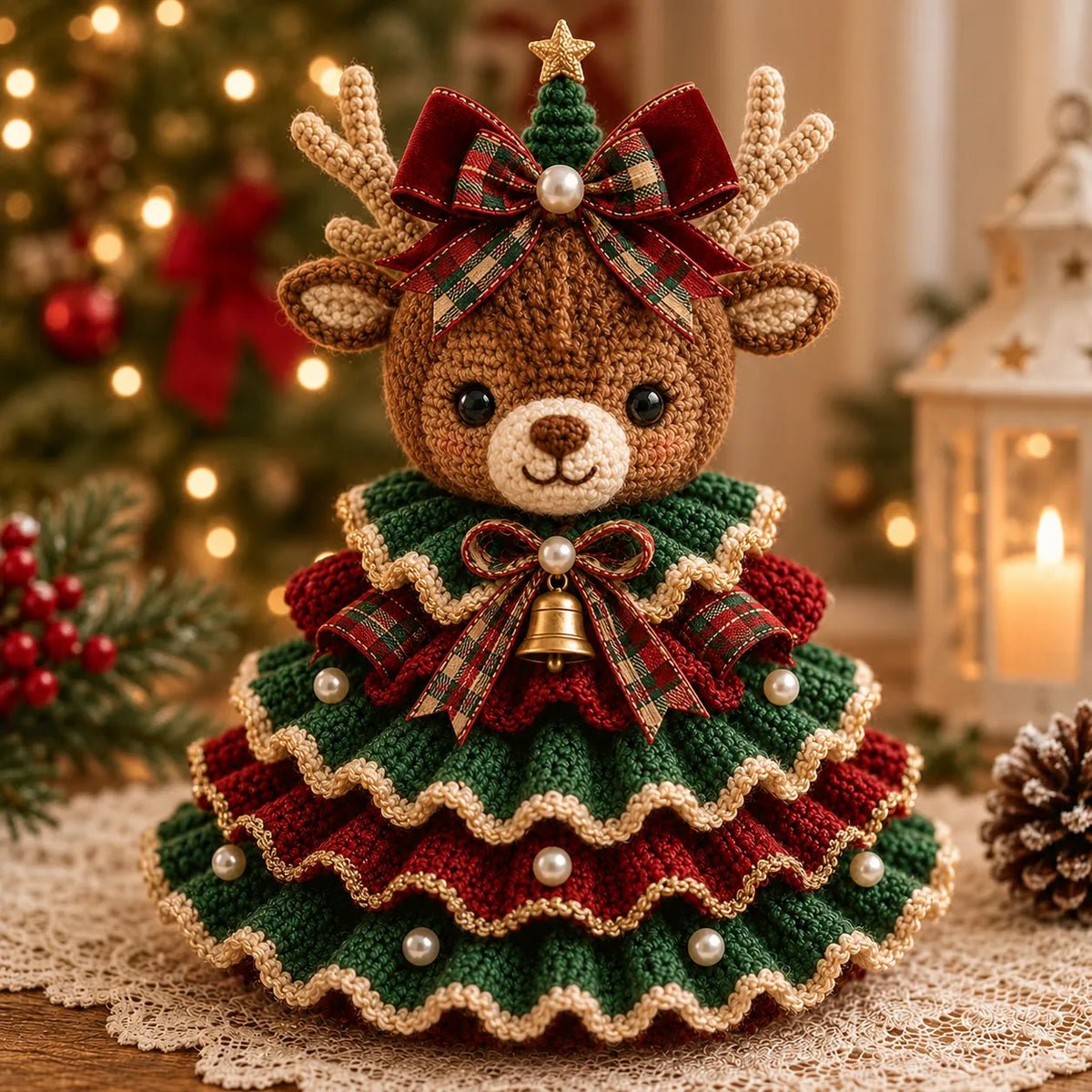 🔥🎄Crochet Animal Christmas Tree DIY Kit – Stitch a Little Christmas Magic(Material kit (not finished product)