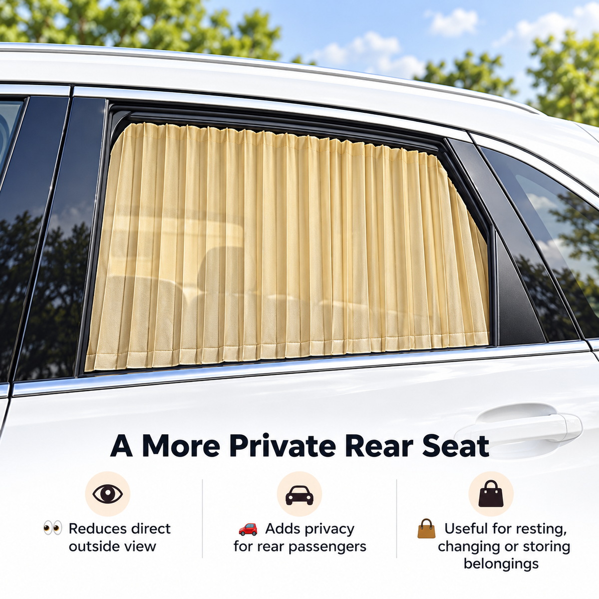 π Pleated Car Window Sun Shade Curtains β Adjustable Rear Seat Privacy & Sun Protection
