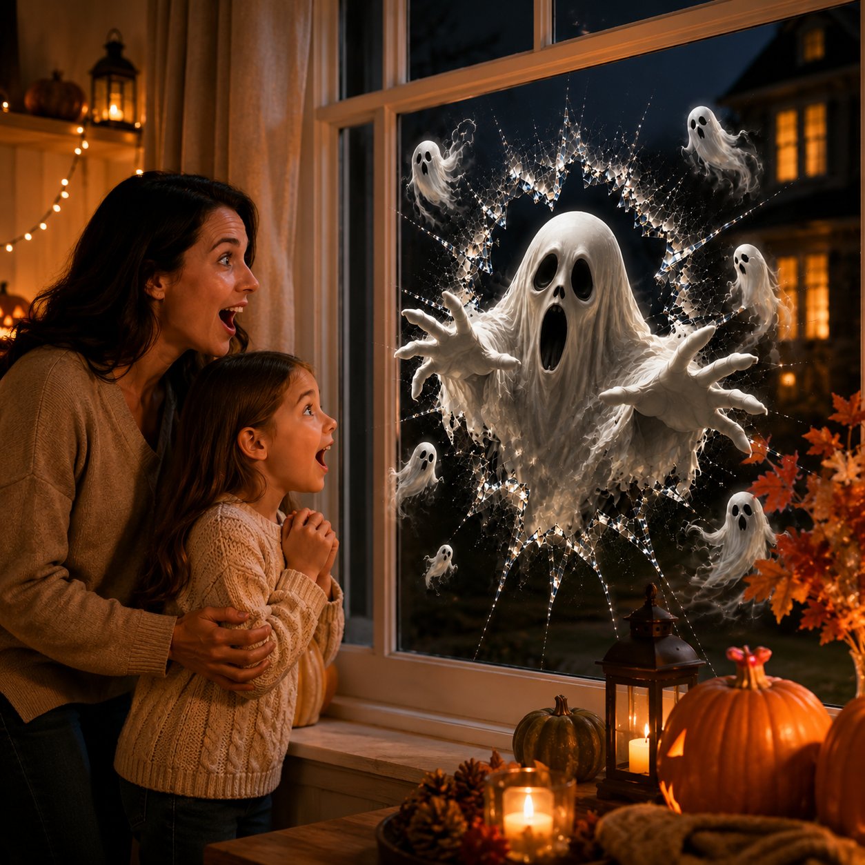 ๐ 2026 Halloween Window Decals โ 3D Crack Glass Spooky Decorations for a Haunted Halloween Scene