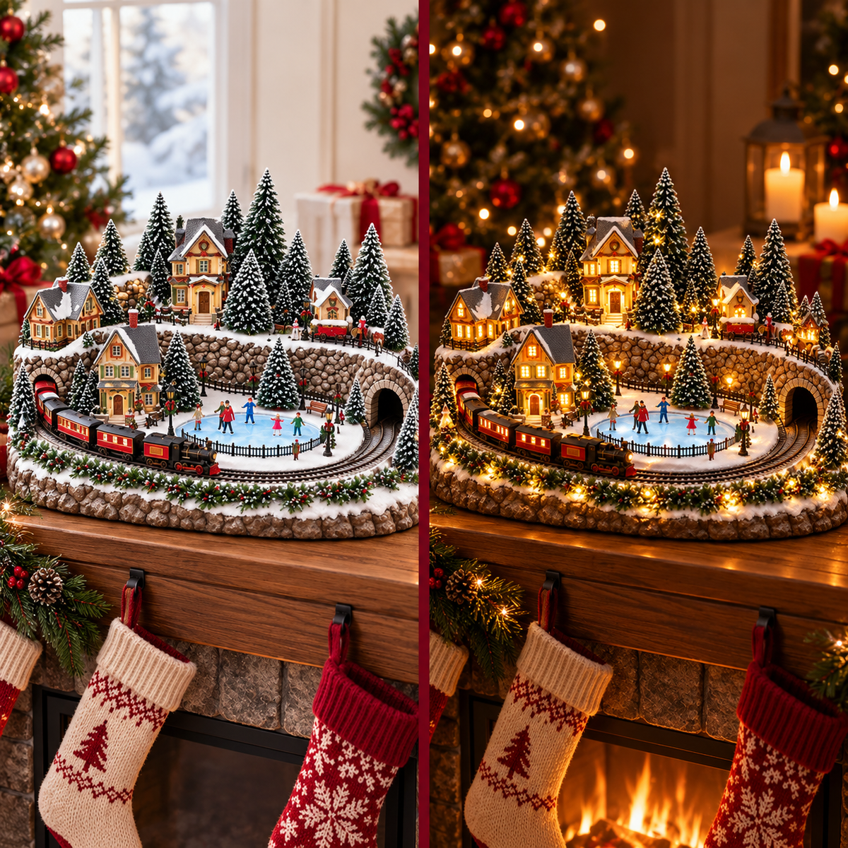 🔥 LAST DAY 557% OFF 🔥 Animated Holiday Train & Ice Rink Scene ✨