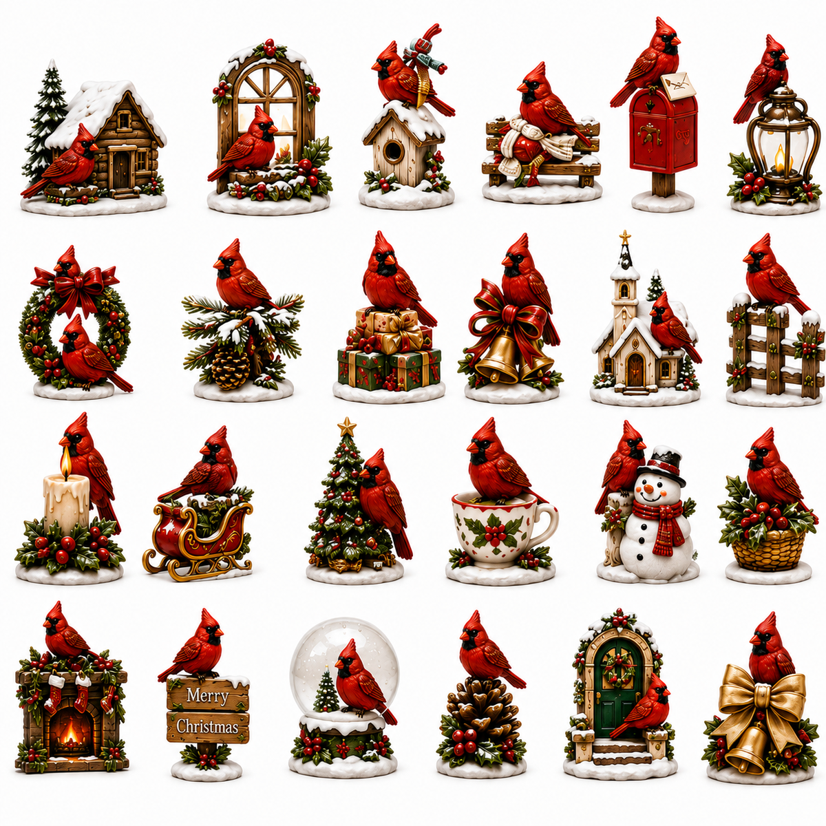 24-Day Cardinal Advent Calendar | Collectible Christmas & Autumn Figurines