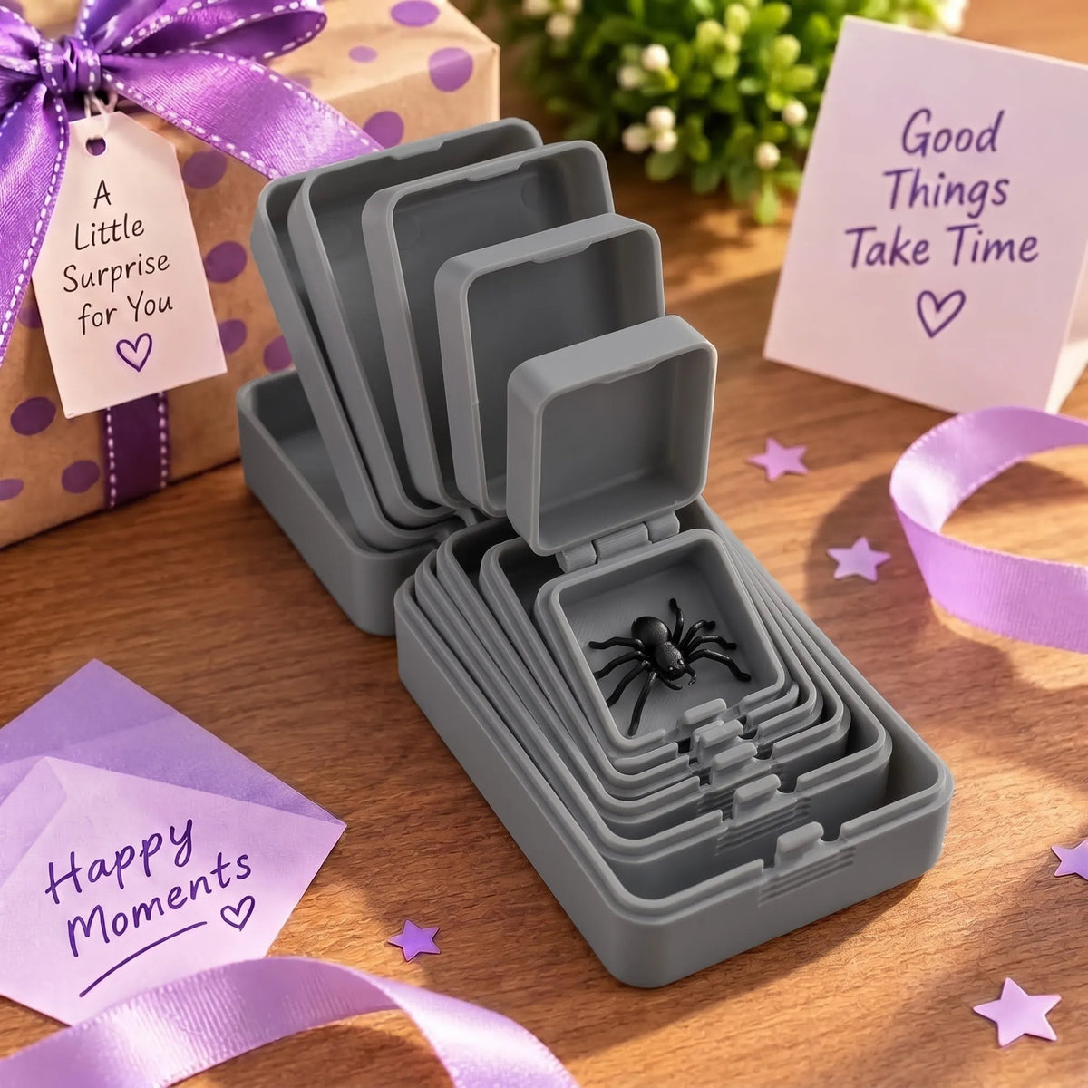 💯🎁 6-Layer Nesting Prank Gift Box | Pick Your Surprise: Middle Finger, Spider or Number 67
