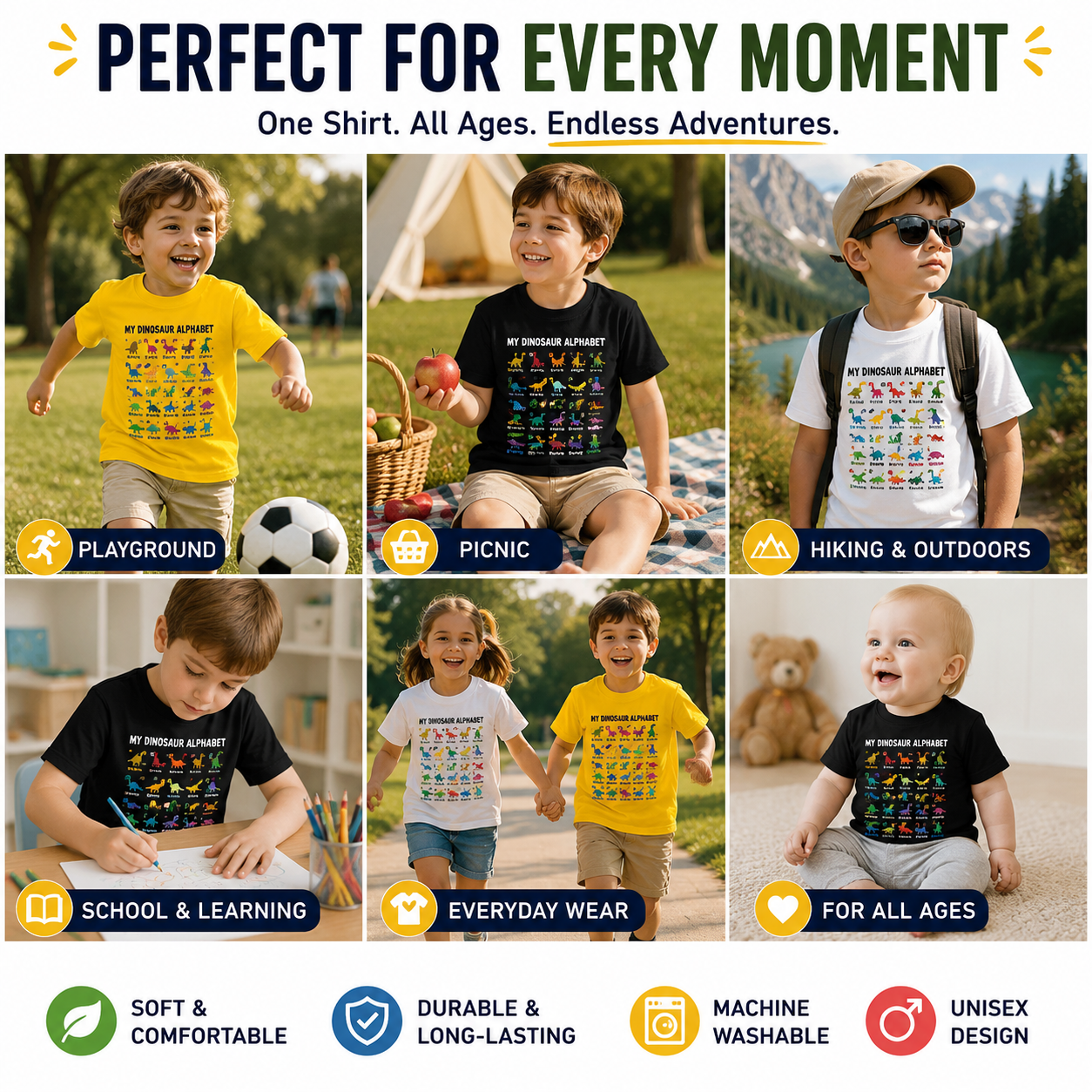 Kids Dinosaur Alphabet Tee🦖
