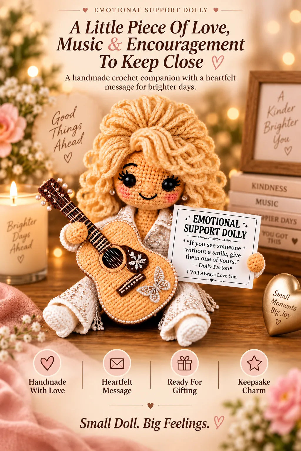 ⏳ Last Day 49% OFF – ❤️ Handmade Emotional Support Crochet Doll | Soft Keepsake with Heartfelt Message for Family, Friends & Meaningful Gifts 🎁