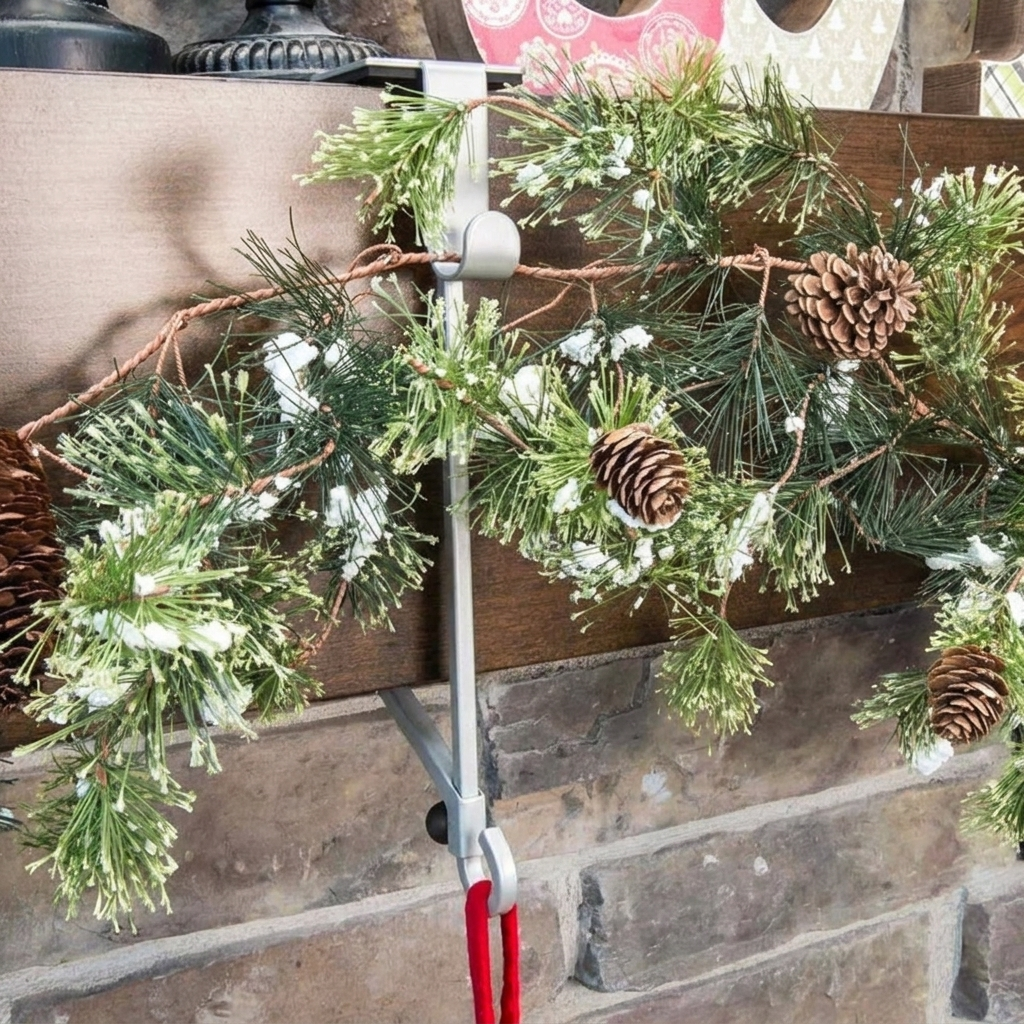 ๐ Adjustable Stocking & Garland Mantle Hangers โ Damage-Free Dual-Hook Christmas Fireplace Holders ๐
โจ