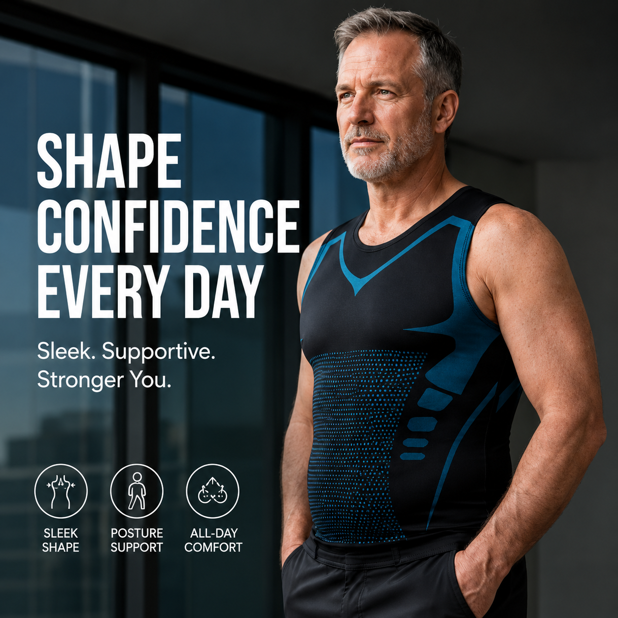 Mens compression vest everyday shaping support