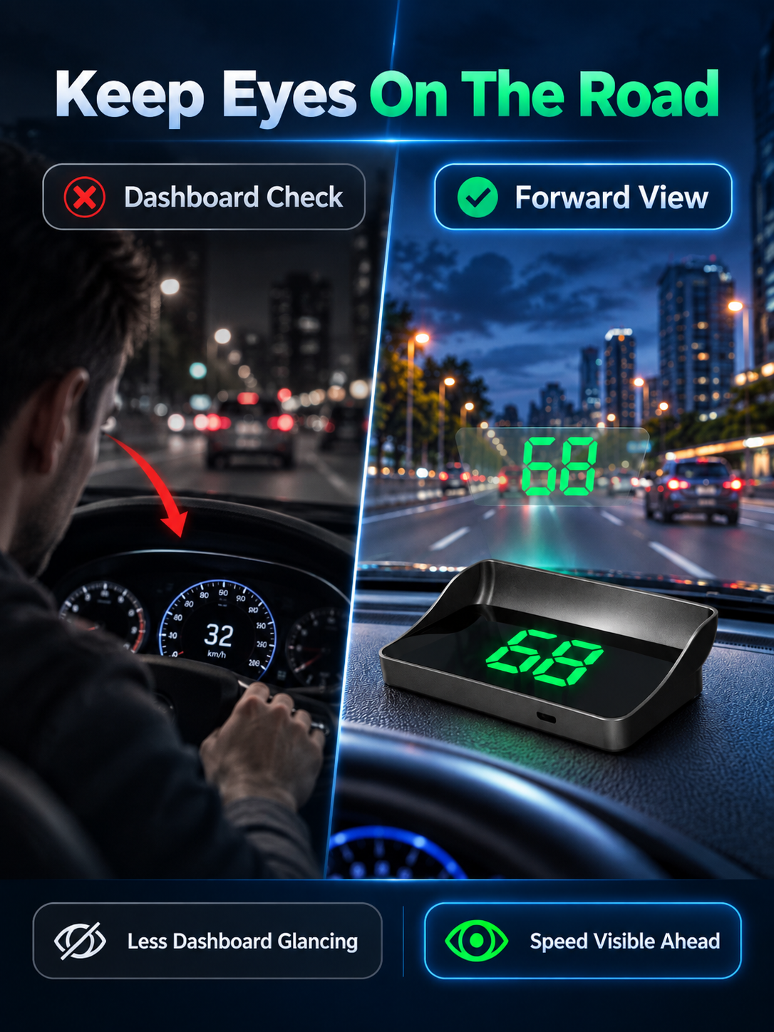 🔥In-vehicle head-up display with GPS functionality