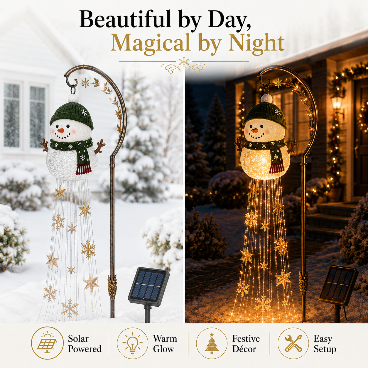 ☃️ Snowman Sparkle Cascade™ Solar Garden Light