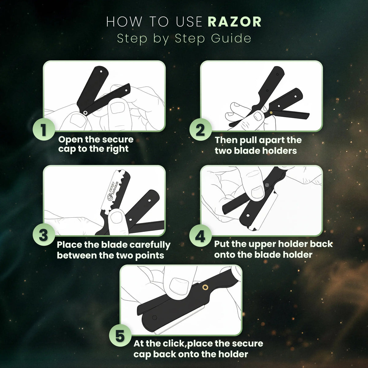 Professional Straight Razor for Men | Barber Straight Edge + 10 Blades Included