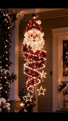 🎅Christmas Magic Spira Hanging LED Light Collection – 9 Festive Designs ✨ | Suspended Glowing Characters with Spiral Lights & Hanging Details for Porches, Windows, Entryways & Holiday Displays