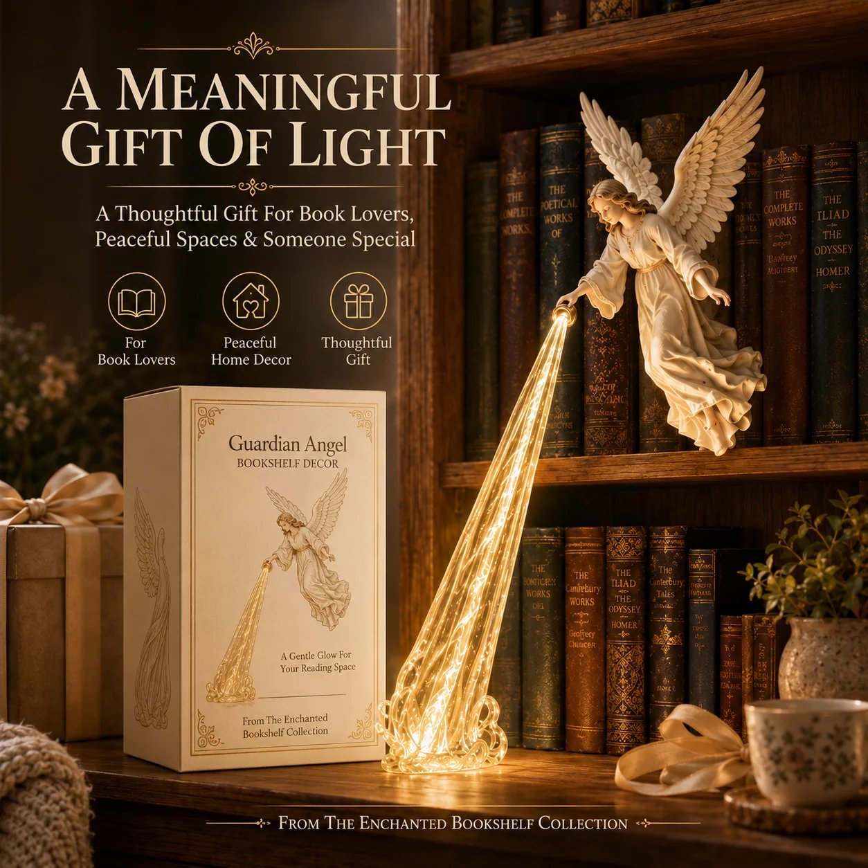 🎁 Heavenly Guardian — Angel Beam Bookshelf Decor