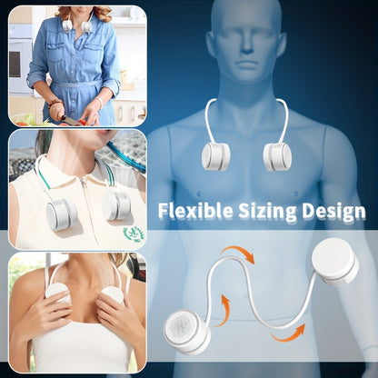 Foldable Portable Neck Fan – 3-Speed Bladeless Hands-Free Wearable Fan, USB Rechargeable, Silent Operation for Office, Outdoor, Travel & Sports