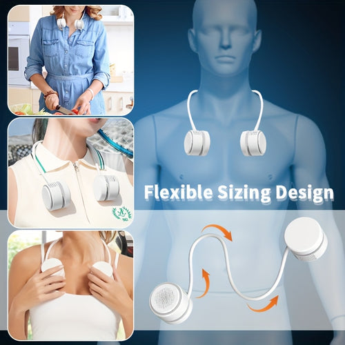 Foldable Portable Neck Fan – 3-Speed Bladeless Hands-Free Wearable Fan, USB Rechargeable, Silent Operation for Office, Outdoor, Travel & Sports