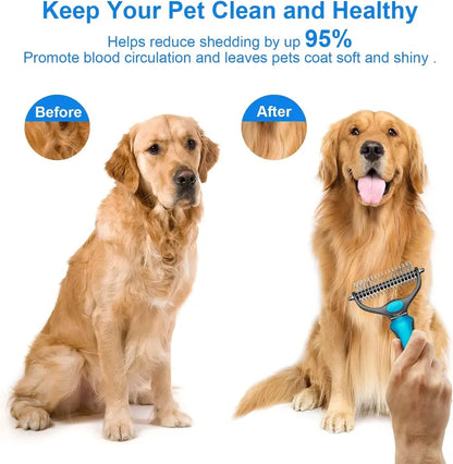 🐶FLASH SALE: 50% OFF! ✨2-in-1 Pet Grooming Brush – Deshed, Detangle & Smooth