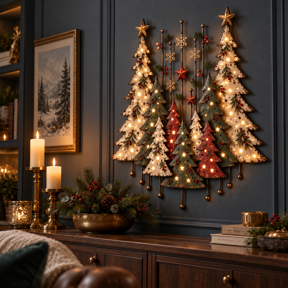 Vintage Christmas Forest Wall Art