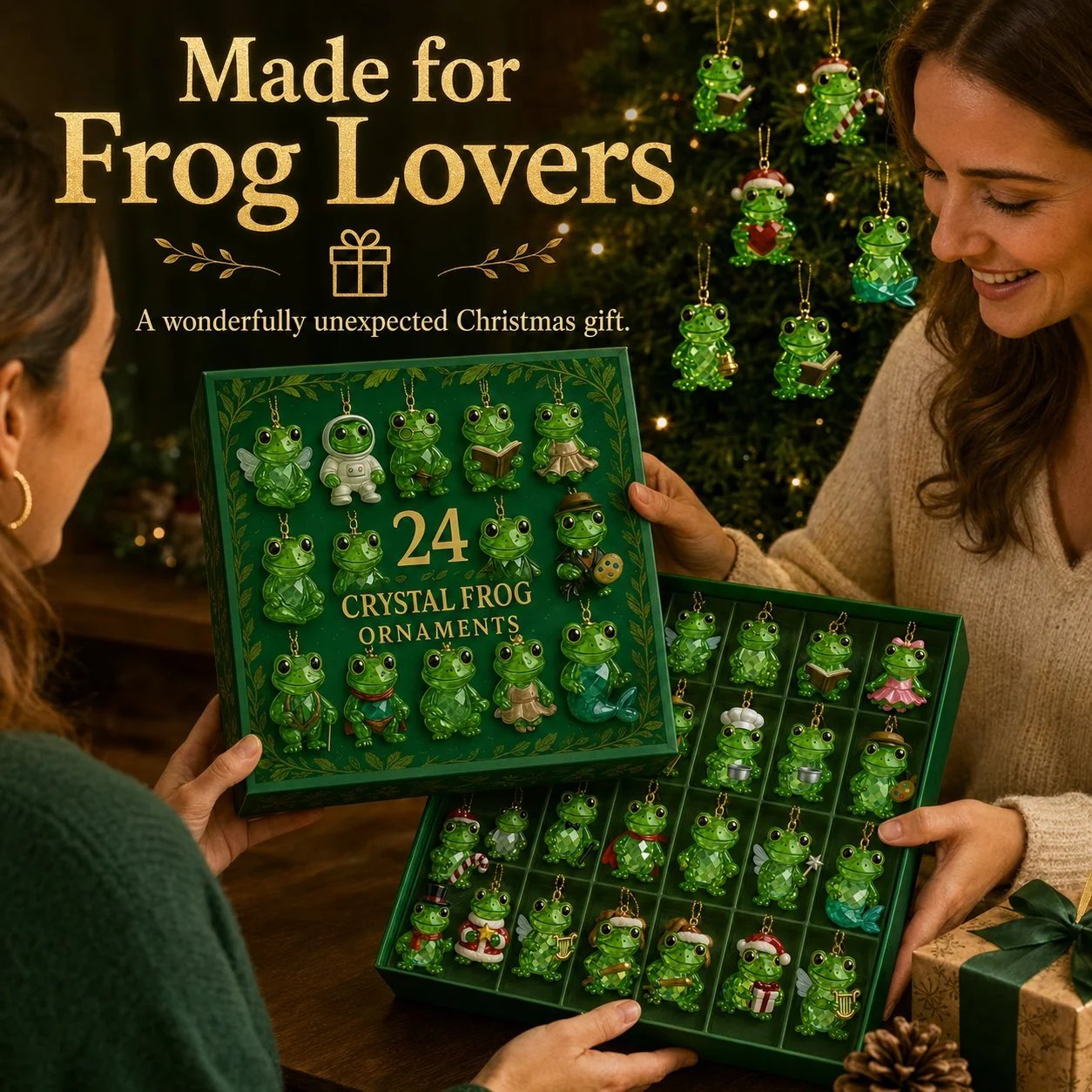 🐸 24-Day Frog Ornament Advent Calendar
