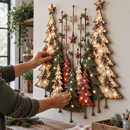Vintage Christmas Forest Wall Art