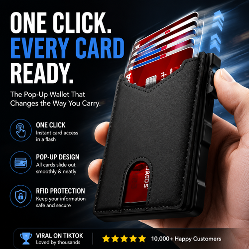 2026 new🔐 RFID Blocking Minimalist Pop-Up Wallet | One-Second Card Eject Design & Ultra Slim Pocket Wallet