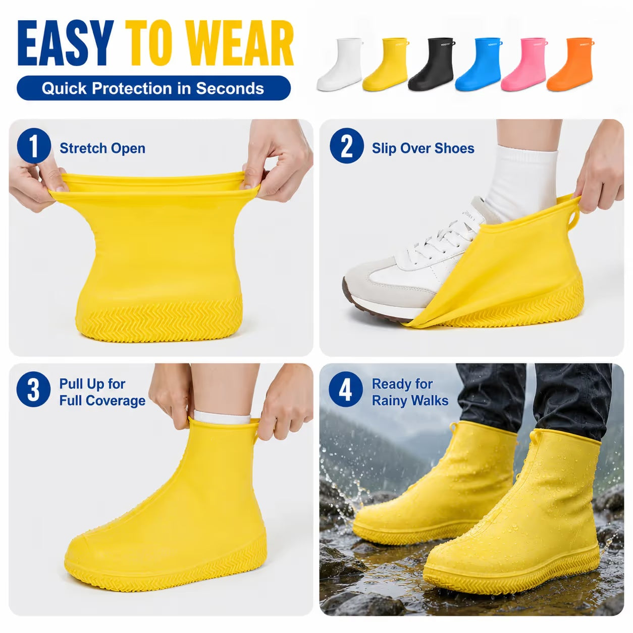 🔥 Stop Soaked Sneakers! Heavy-Duty Rain Shoe Covers – Anti-Slip & Fold Into Your Bag 🌧️