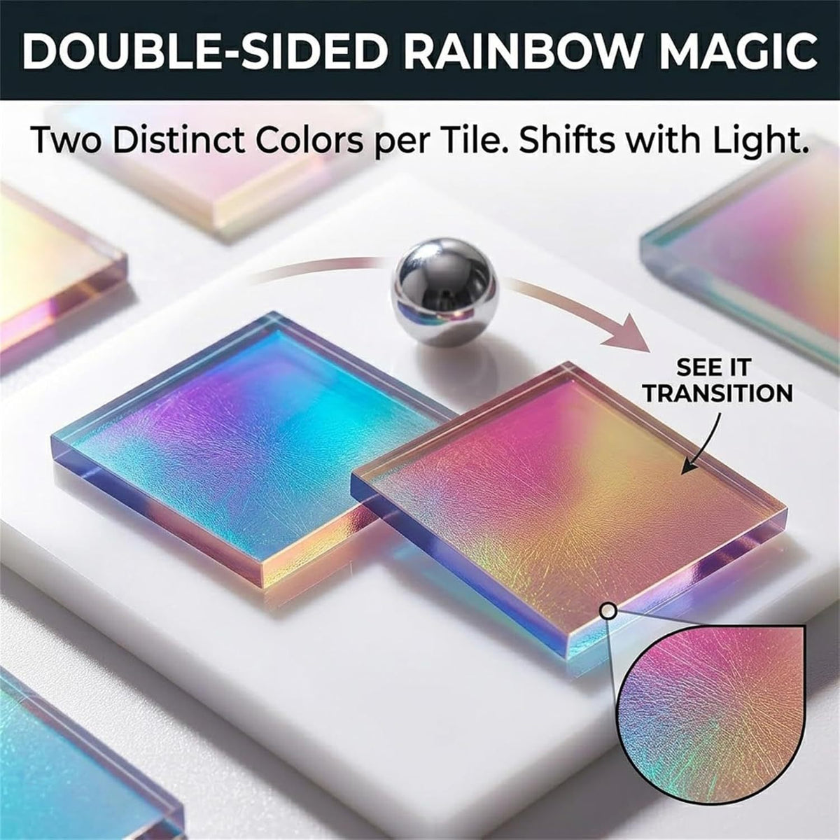 Holographic Acrylic Cubes – Dynamic Rainbow Light & Shadow