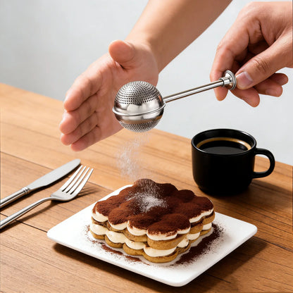 🥖 Stainless Steel Trigger Flour Duster – Scoop, Squeeze & Dust