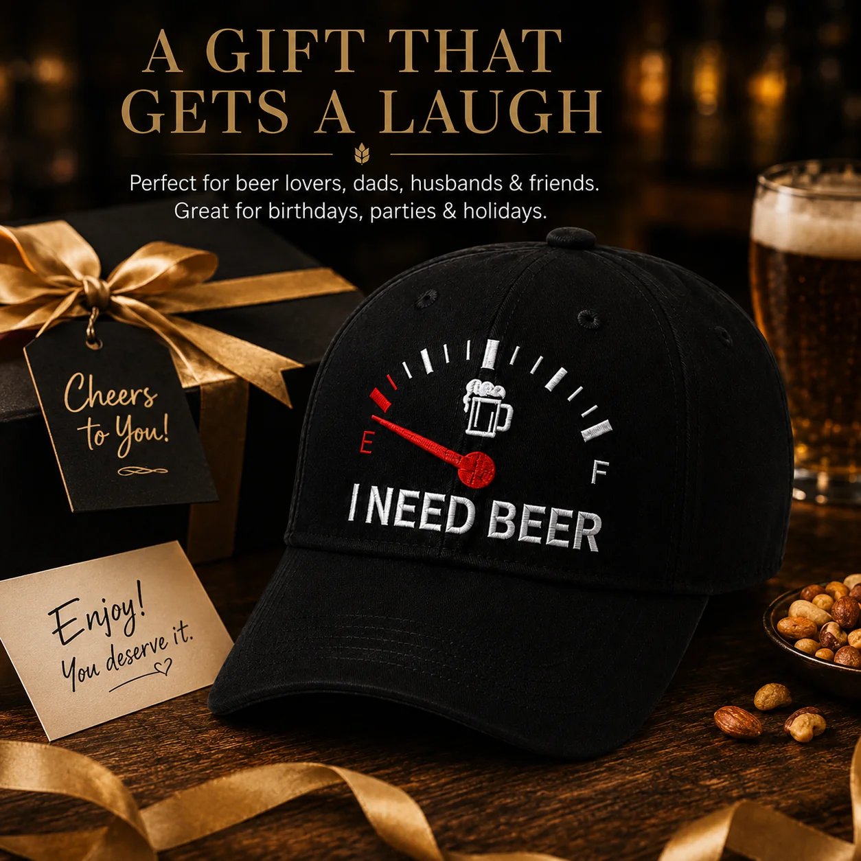 🔥LAST DAY 50% OFF - 🍺 I NEED BEER Embroidered Baseball Cap – Unisex Memorial Hat🧢 100% Cotton