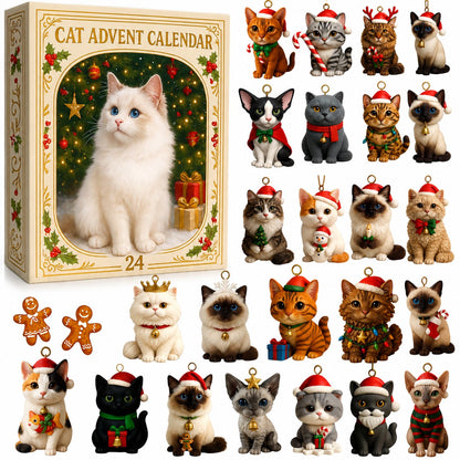Advent Calendar 2026 Cat Advent Calendar Gift for Adults Friends Cat Owners and Lovers Christtmas Tree Ornament