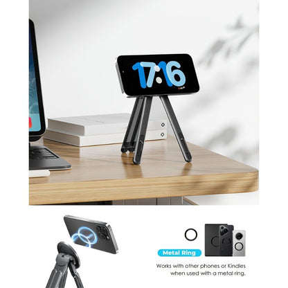 3-in-1 Magnetic Phone Stand | Foldable Aluminum Desktop Holder for Phone, Tablet &amp; Laptop | 8-Level Adjustable Angle | Strong Magnetic Mount
