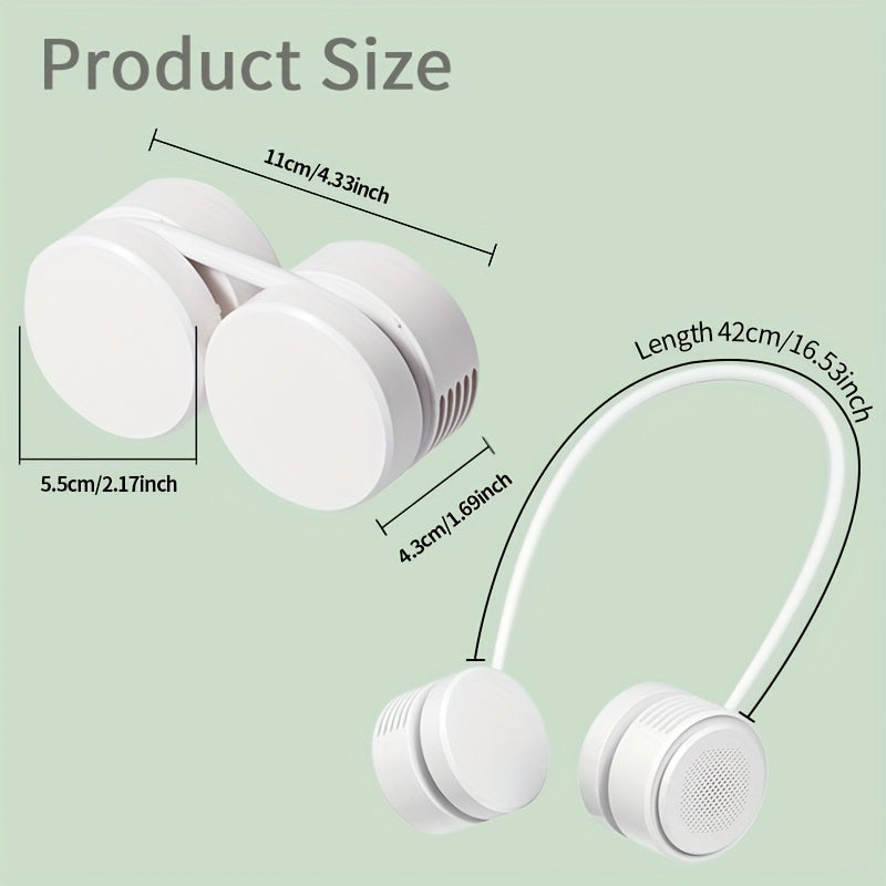 Foldable Portable Neck Fan – 3-Speed Bladeless Hands-Free Wearable Fan, USB Rechargeable, Silent Operation for Office, Outdoor, Travel & Sports