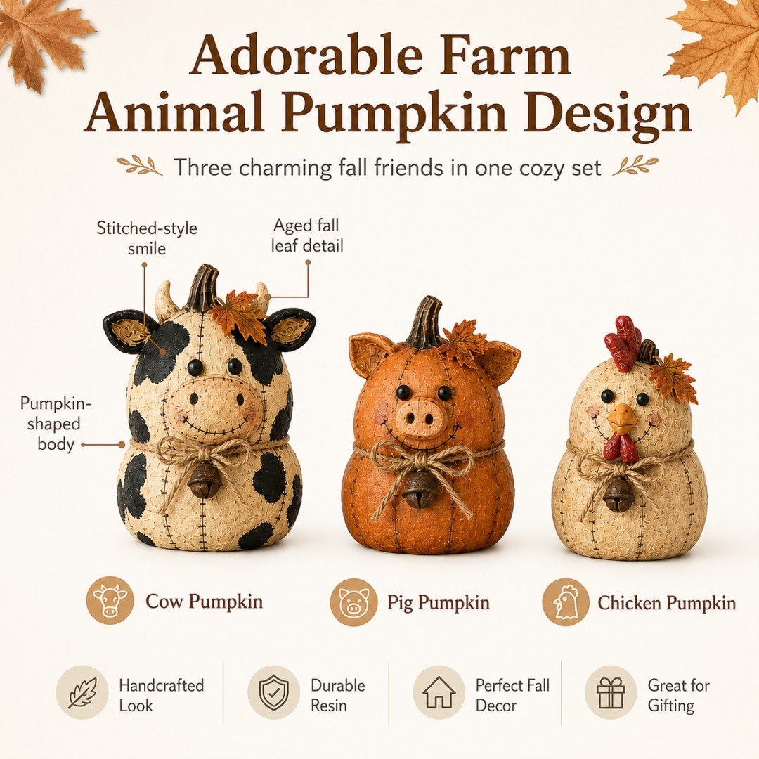 💥🏆Rustic Farm Pumpkin Friends Decor Set