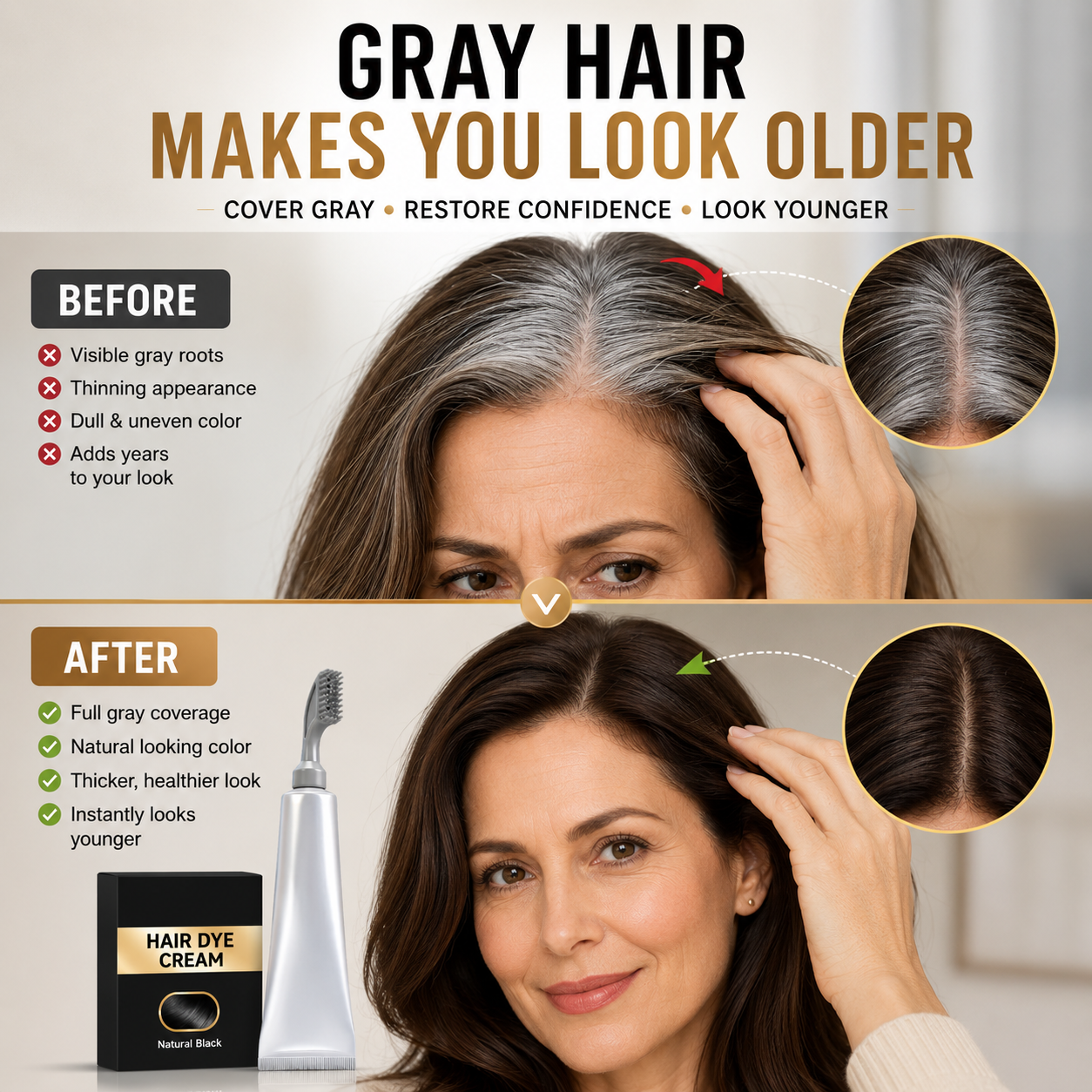 🔥Hot sell TODAY | Instant Gray Coverage Hair Dye Comb for Men & Women