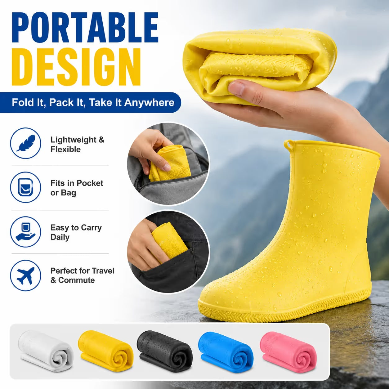 🔥 Stop Soaked Sneakers! Heavy-Duty Rain Shoe Covers – Anti-Slip & Fold Into Your Bag 🌧️