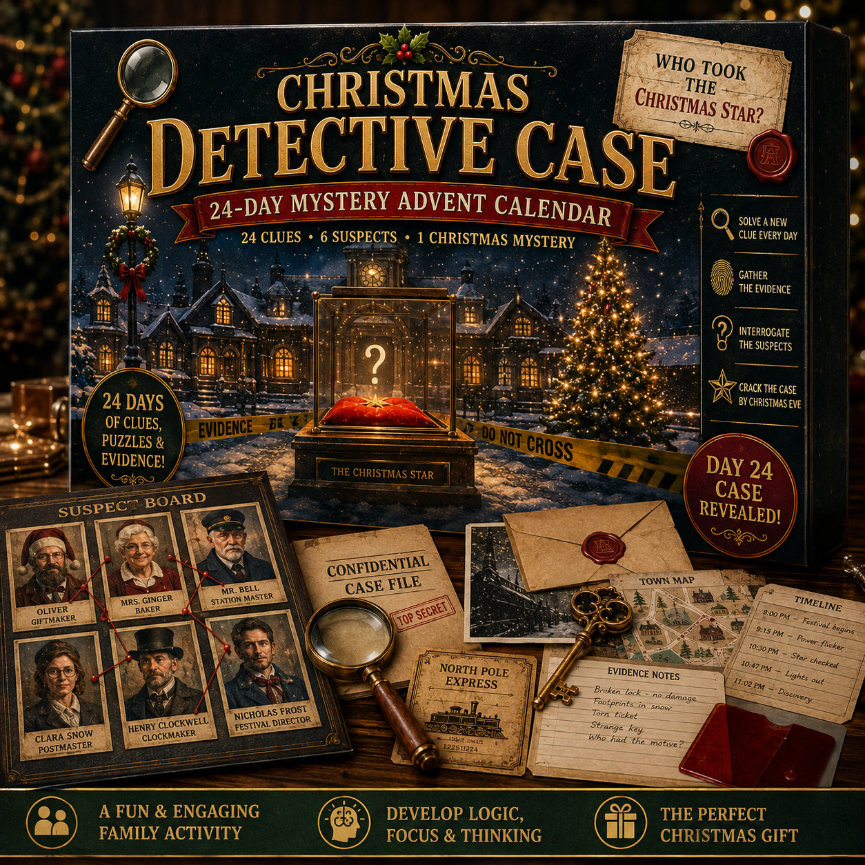 🎄🔎 Mystery Adventure Advent Calendar -24 Days, 24 Clues, One Final Reveal