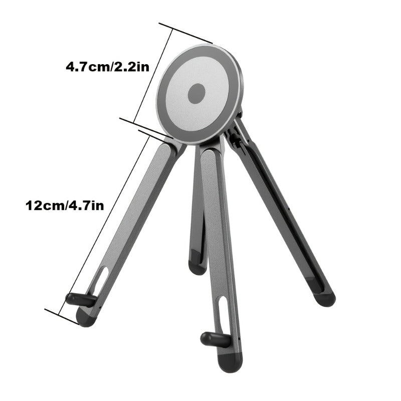 3-in-1 Magnetic Phone Stand | Foldable Aluminum Desktop Holder for Phone, Tablet &amp; Laptop | 8-Level Adjustable Angle | Strong Magnetic Mount