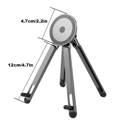 3-in-1 Magnetic Phone Stand | Foldable Aluminum Desktop Holder for Phone, Tablet &amp; Laptop | 8-Level Adjustable Angle | Strong Magnetic Mount