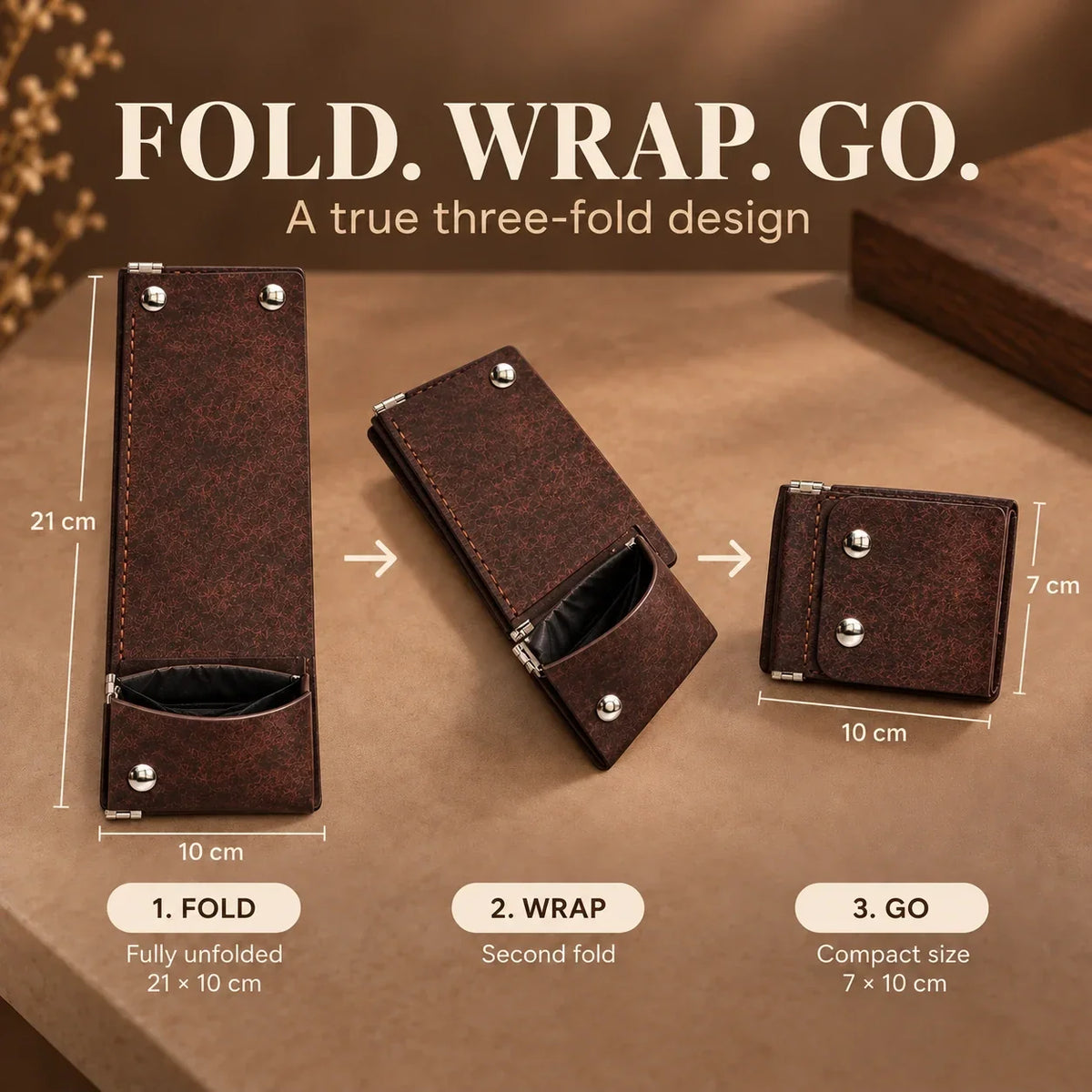 Vintage Compact Trifold Wallet with Quick-Access Coin Pocket