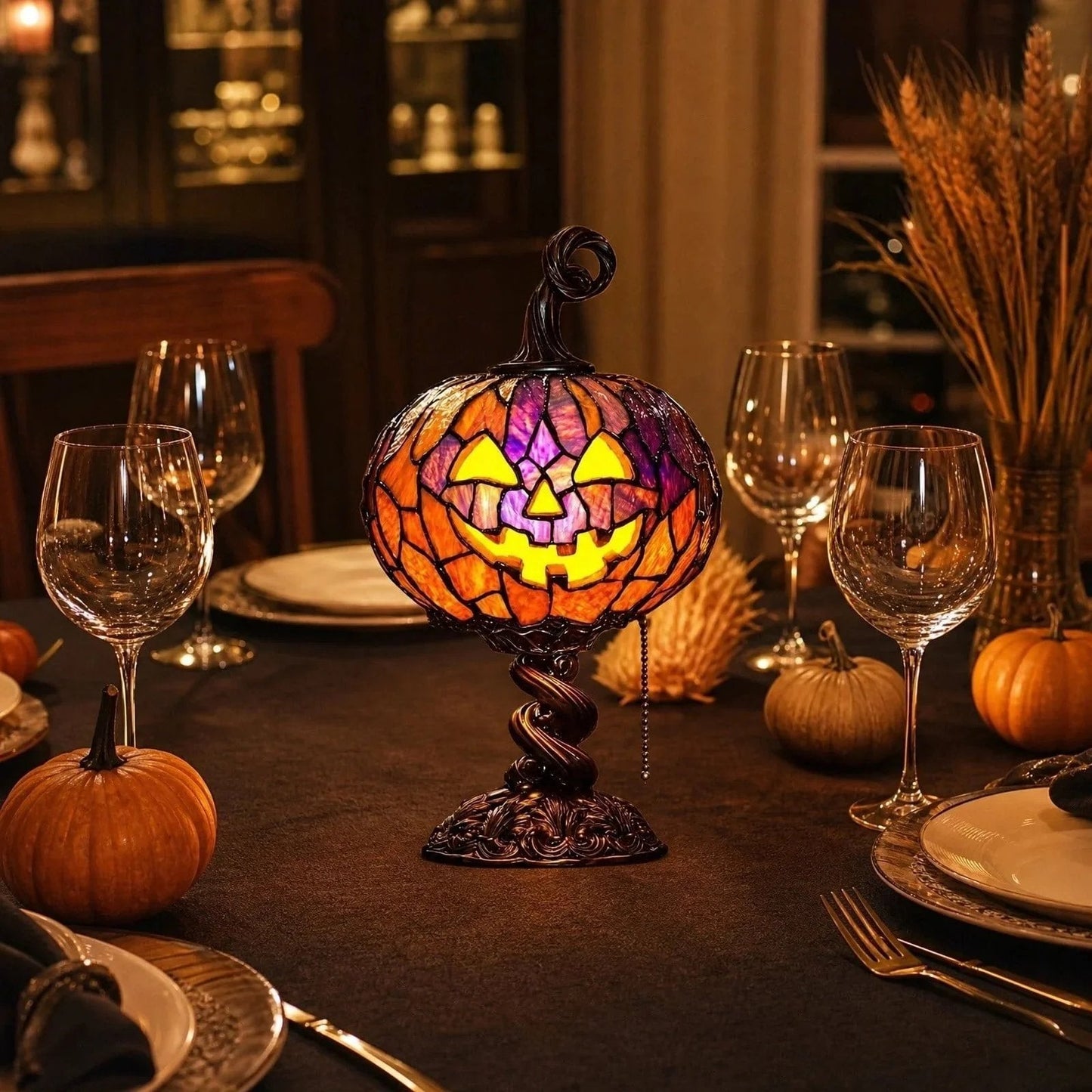 🎉Halloween Stained Glass Style Pumpkin Table Lamp