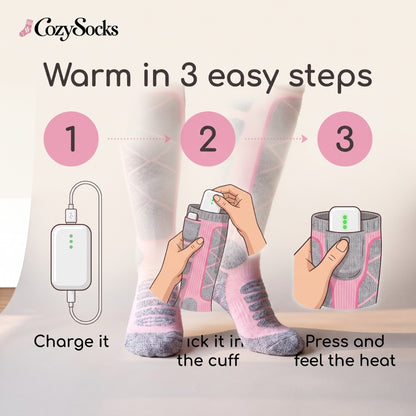 🔥 Rechargeable Heated Socks for Men & Women – Electric Thermal Socks with 3 Heat Settings, USB Charging, Washable Warm Socks for Winter & Cold Feet, Cozy Gift for Him & Her 🎁