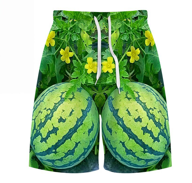 Funny Men's Watermelon Graphic T-Shirt, Fruit Print Summer Tee