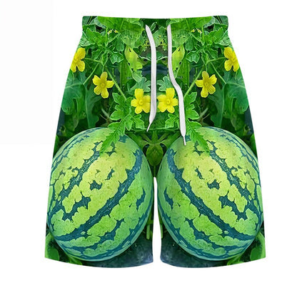 Funny Men's Watermelon Graphic T-Shirt, Fruit Print Summer Tee