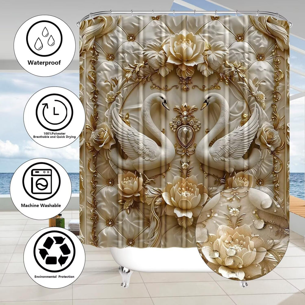 Swan Pearl Shower Curtain Detail
