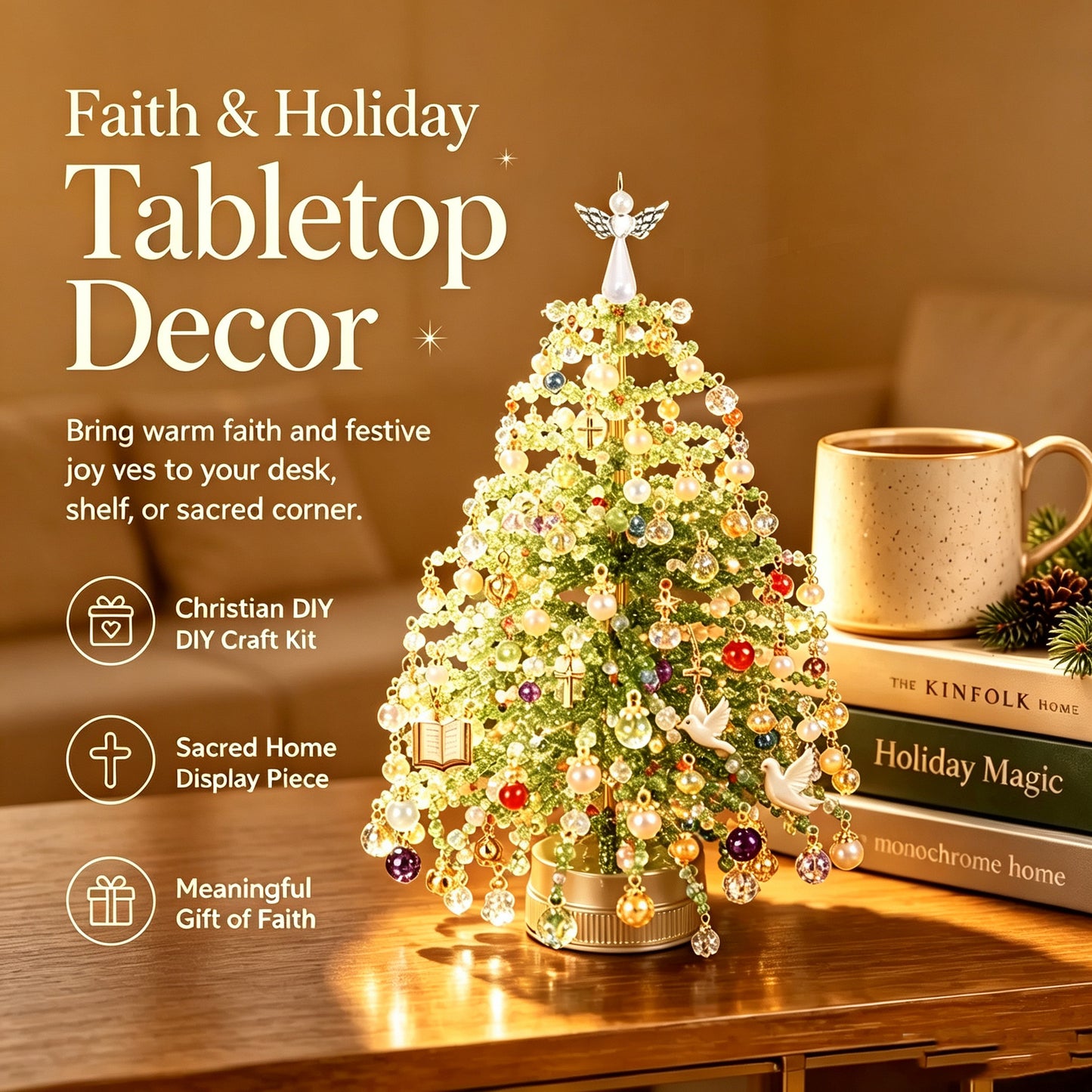 🎄Handmade Elegant Beaded Mini Christmas Tree✨Collectible Premium Holiday Decor Kit