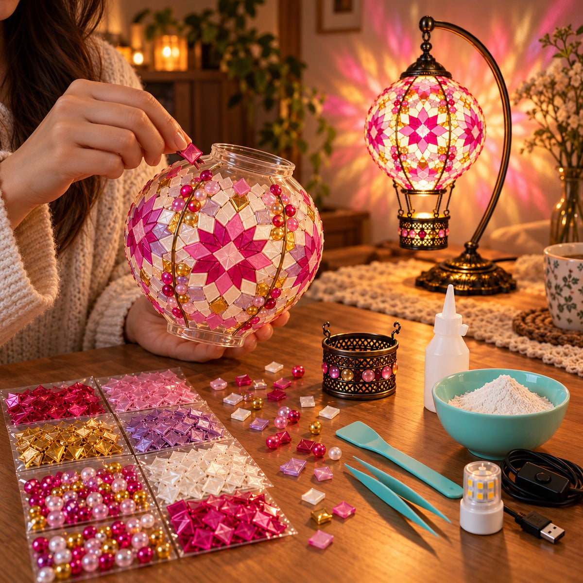 DIY Turkish Mosaic Hot Air Balloon Lamp Kit