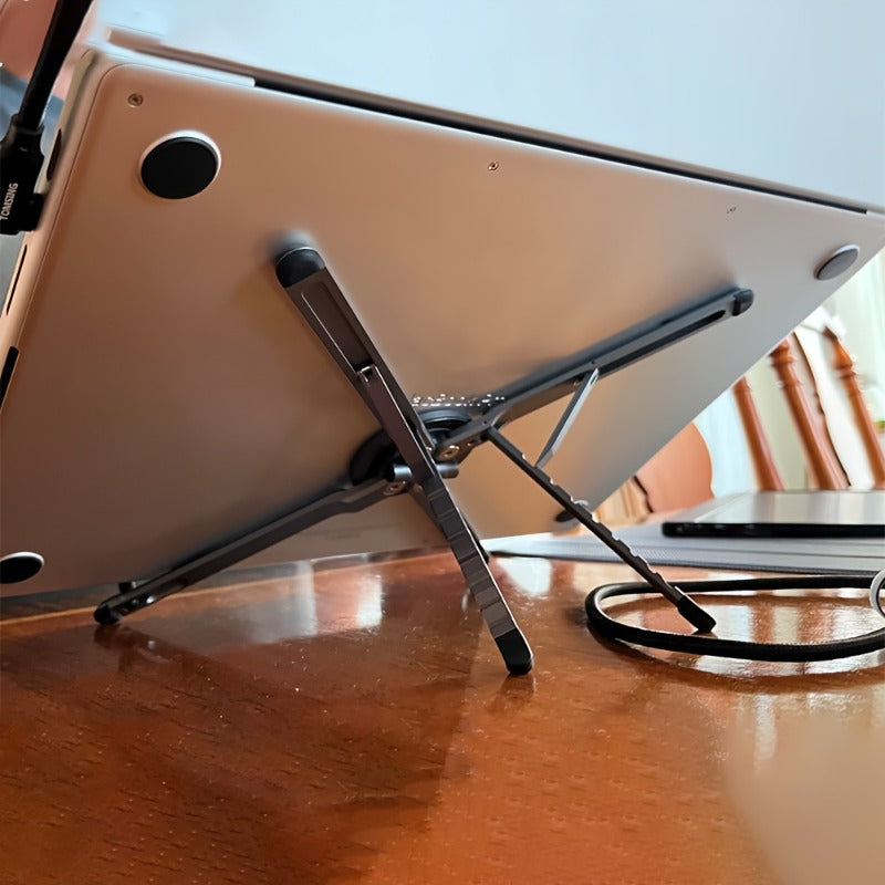 3-in-1 Magnetic Phone Stand | Foldable Aluminum Desktop Holder for Phone, Tablet &amp; Laptop | 8-Level Adjustable Angle | Strong Magnetic Mount