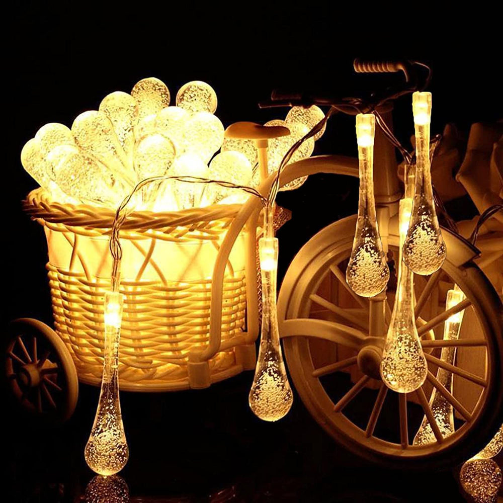 Crystal Drop String LED Lights used for decorative outdoor styling